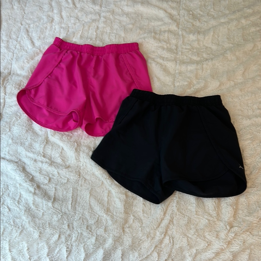 All in Motion Pink and Black Athletic Shorts Lightweight Elastic Waist